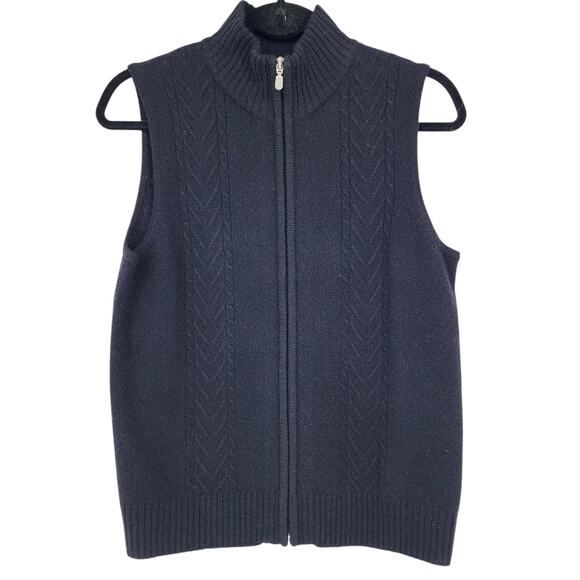 Pendleton Women's Black Textured Knit Full Zip Lamb's Wool Vest Size Small - Picture 1 of 4